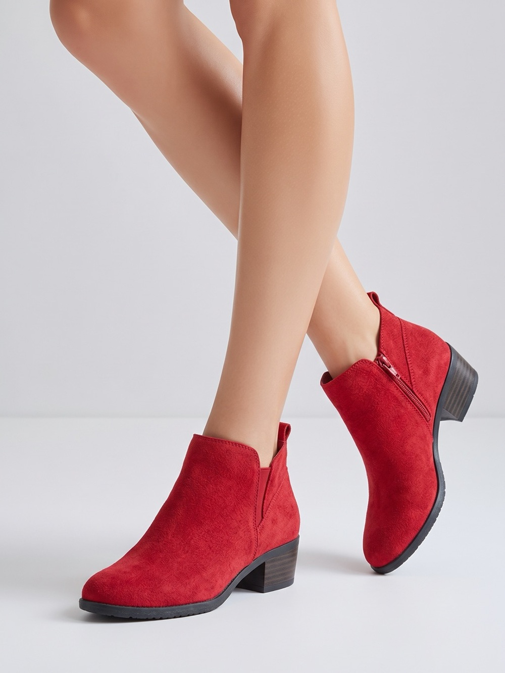 SO "Angelfish" Women's Sz 8 Faux-Suede Ankle Boots side zip
